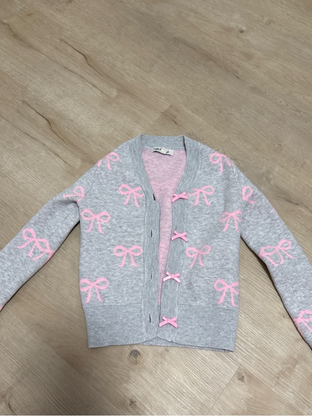 Girls' Gray Cardigan with Pink Bows - [Brand]